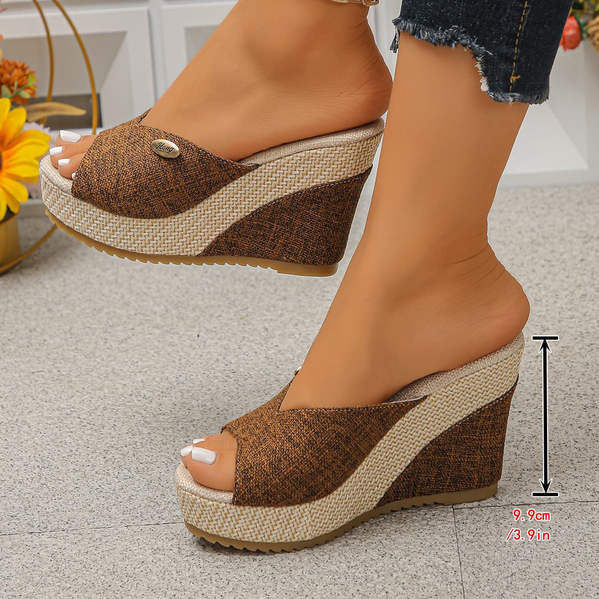 European and American Cross-border Plus Size Platform Wedge Sandals Thick High Heel Open Toe Women's Slippers Wholesale