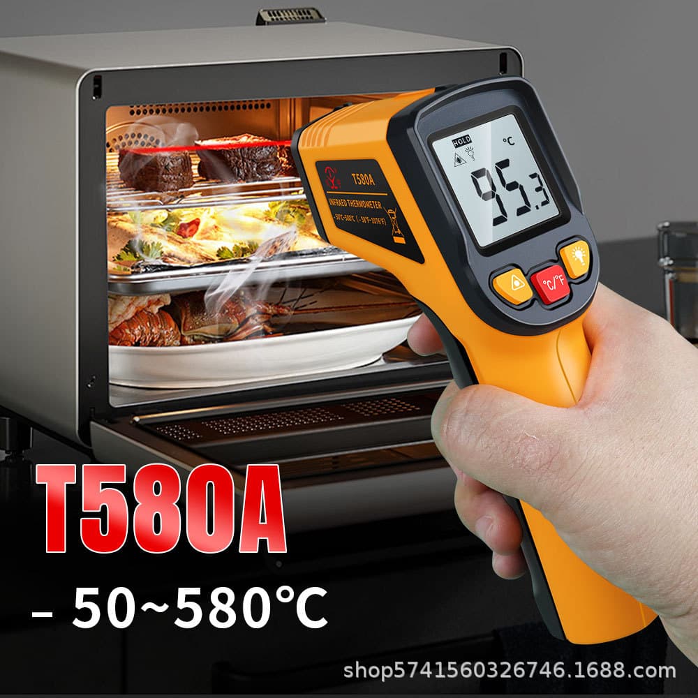 Tianyu T580A Industrial Infrared Thermometer High-Precision Electronic Temperature Gun Kitchen Water and Oil Temperature Measurement