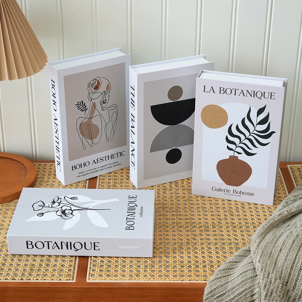 Minimalist Art Simulation Book, Bohemian Illustration Fake Book Ornament, Showroom Hotel Soft Furnishing Props, Wholesale