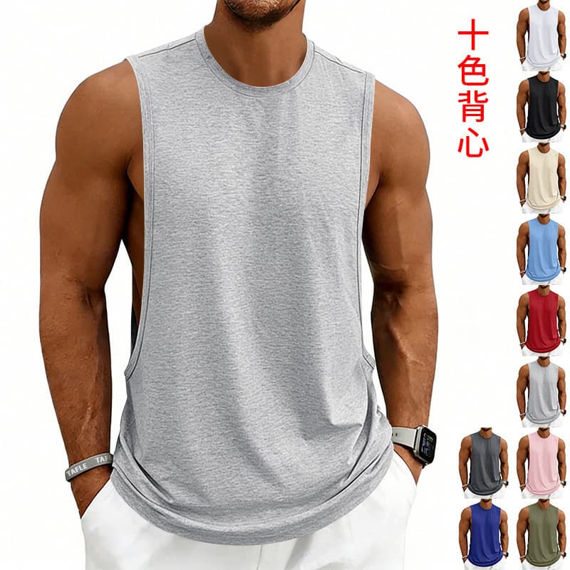 Cross-border Amazon Men's Sports Vest Spring Summer Loose Fit Plus Size Fitness GYM Running Training Basketball Vest