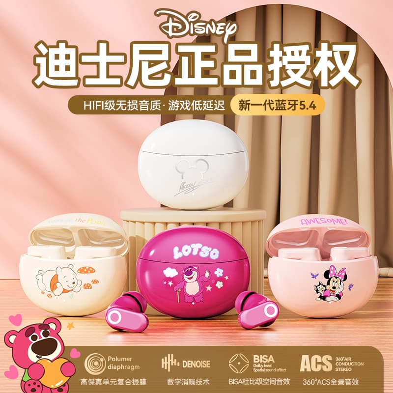 New Disney Bluetooth Earphones True Wireless In-Ear Bone Conduction Low Latency Good Sound Quality Sports Gaming Earphones