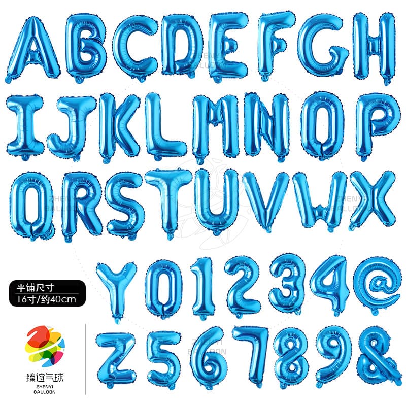 16-inch Letter Balloons for Wedding Party Valentine's Day Gem Blue Aluminum Film Balloons Birthday Balloons Cross-Border Wholesale