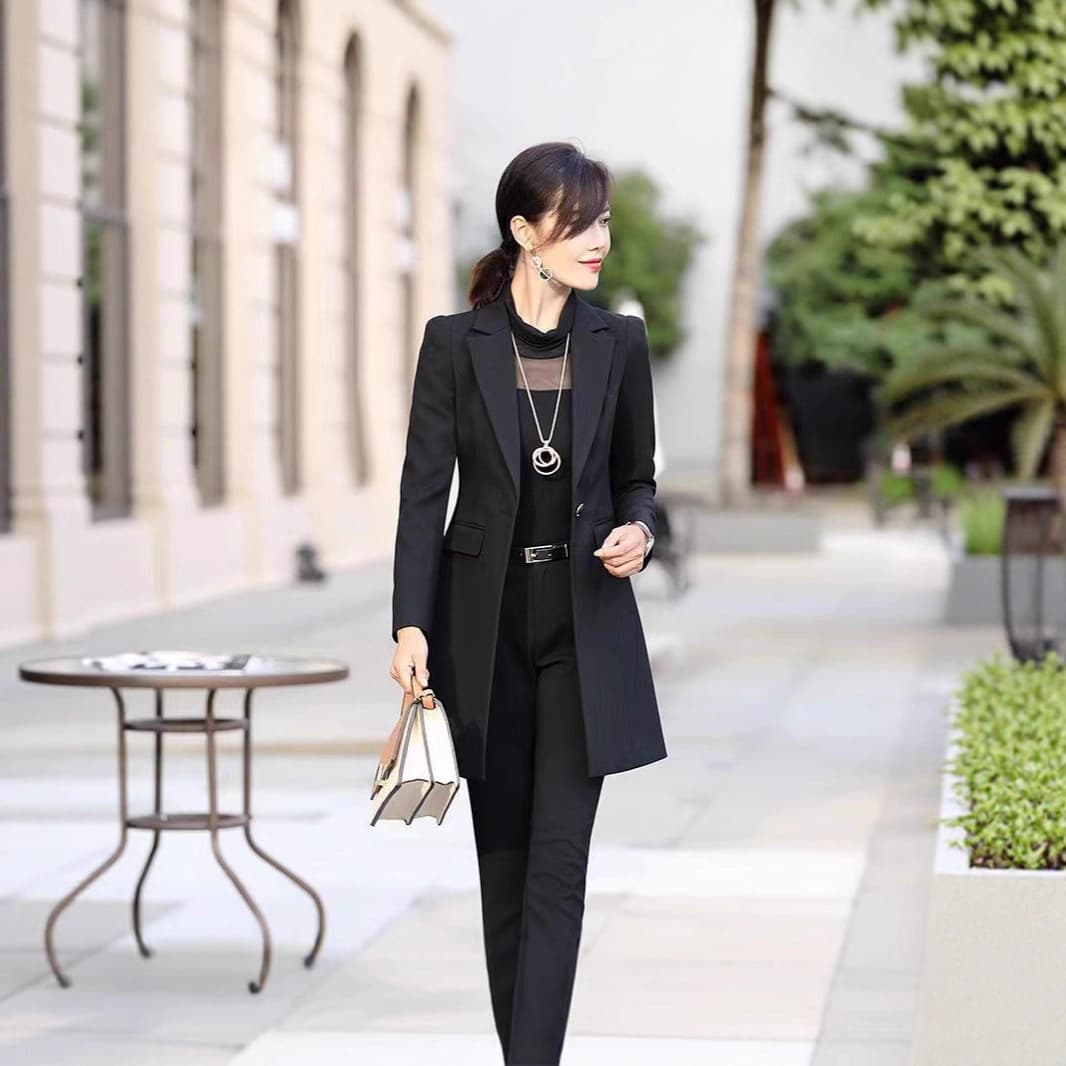 Cross-border Plus Size Women's Blazer Jacket Spring Autumn Korean Slim Fit Mid-length One-button Casual Suit Jacket