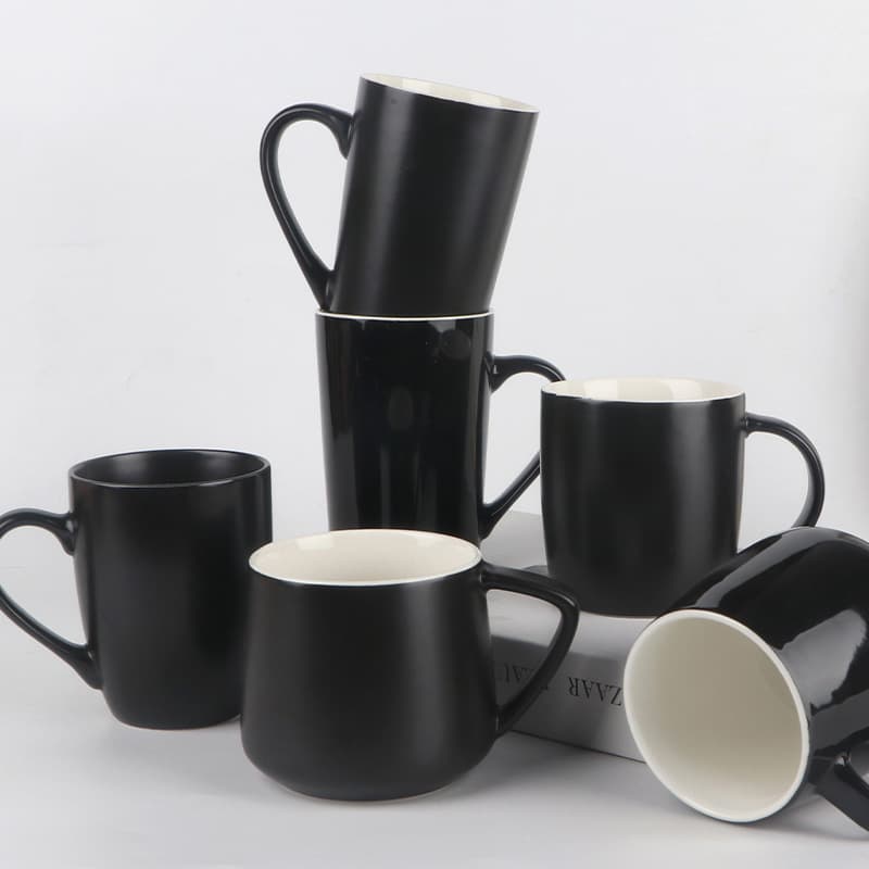 Classic black ceramic water cup, coffee cup, mug, minimalist for home, office, hotel, practical cup printing