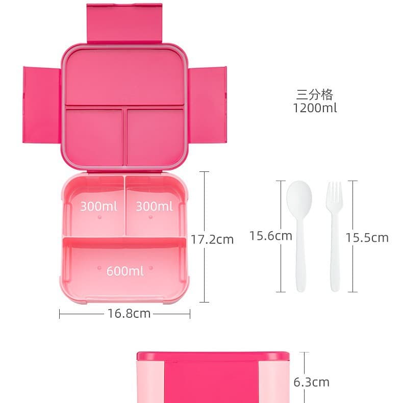New Flip-Top Portable Compartment Bento Box for Students and Office Workers, Microwave-Safe PP Plastic Sealed Lunch Box