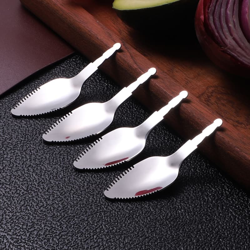 Baby Fruit Eating Tool 304 Stainless Steel Fruit Puree Spoon, Children's Fruit Scraper Spoon Head 316 Stainless Steel Apple Pointed Scoop