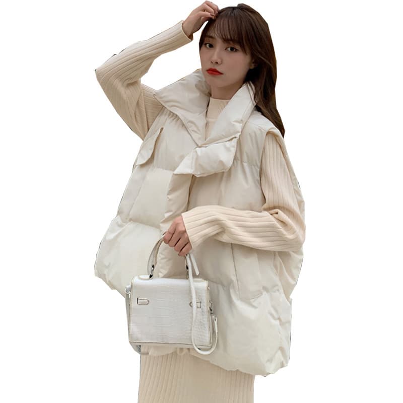 Korea Dongdaemun 2024 Winter New Loose Lazy Style Minimalist Student Versatile Puffer Vest for Women