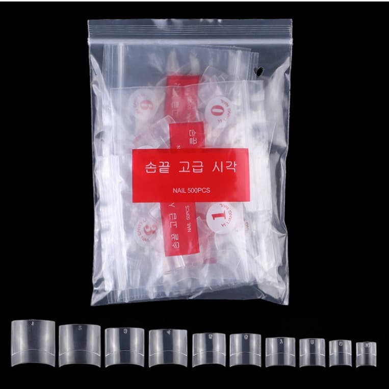 Short French Style Finished False Nail Tips Wearable Nail Art Half Tips 500 Pieces Bagged