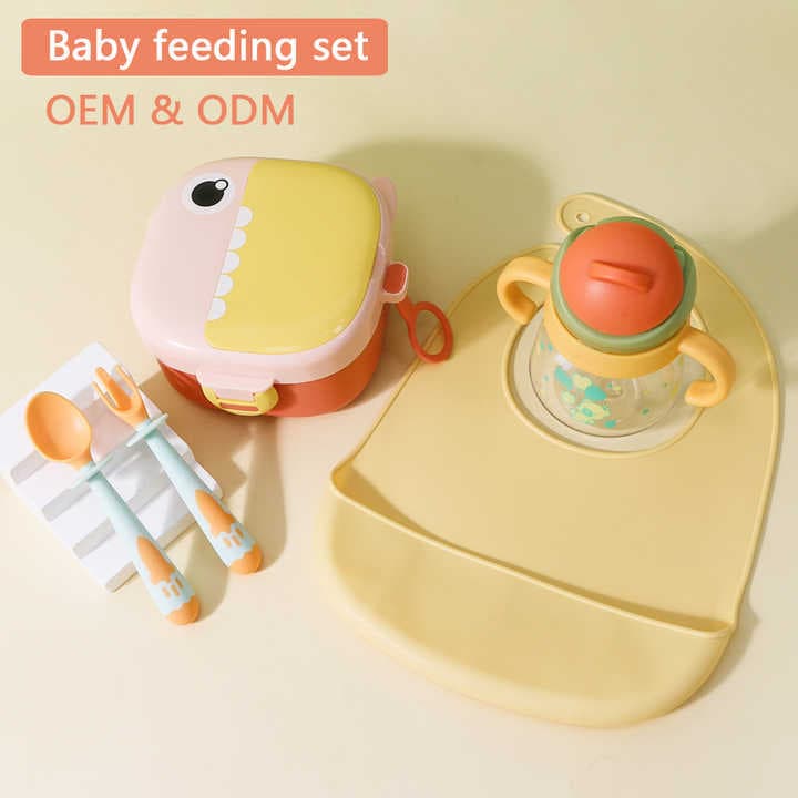 BPA-free baby cutlery set bib fork spoon lunch box set