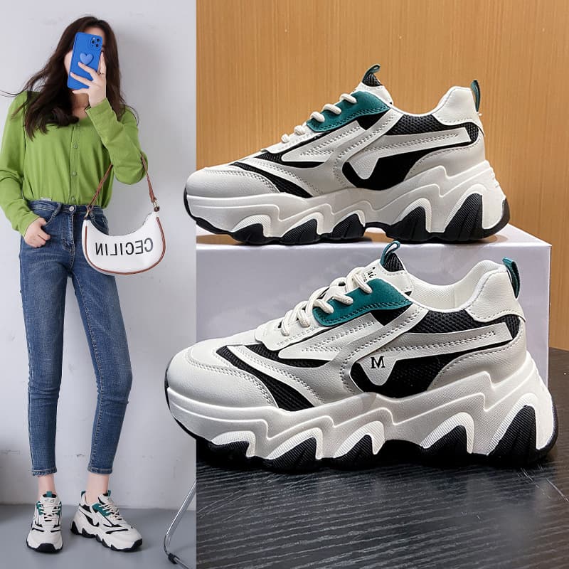 Dad's Shoes Women's 2025 Spring and Summer Mesh Breathable Sports Shoes for Students Versatile Heightening Casual Shoes Trend