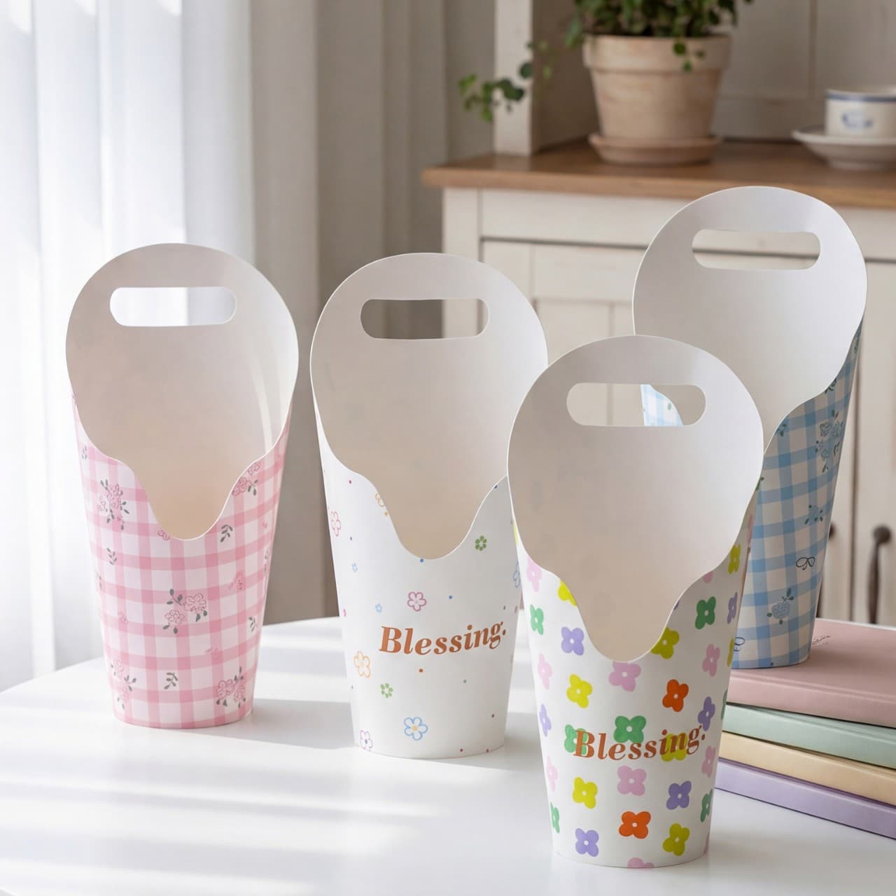 Children's Day Handheld Flower Box Holiday Gift Fresh Flower Packaging Box Floral DIY Kit Flower Arrangement Box Empty Box