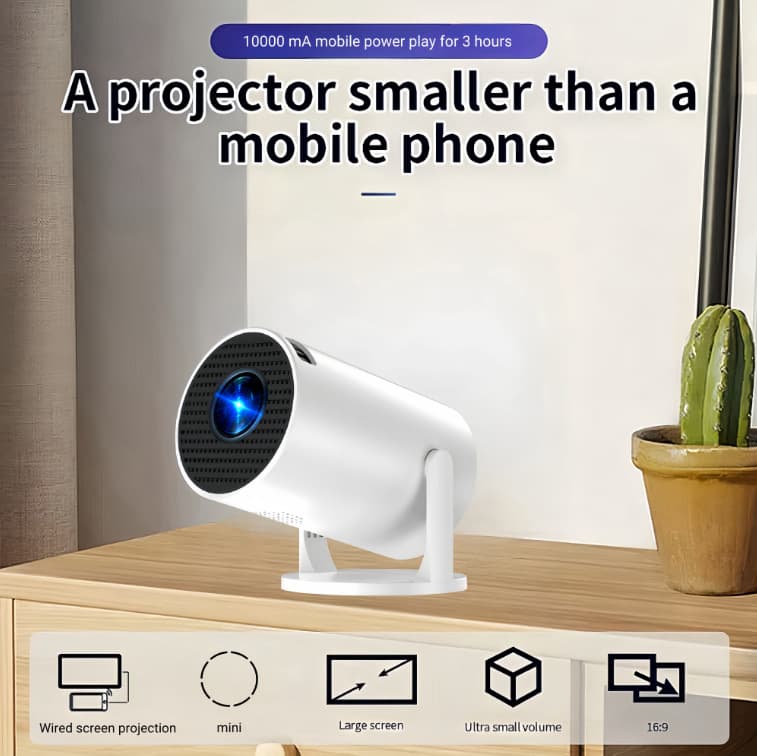 HY300MINI Wired Wireless WiFi Screen Mirroring Phone Type-C Power Bank Portable Projector New Cross-Border