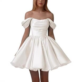 Cross-Border European and American Off-Shoulder Short Dress Birthday Party Dress Formal Daily Dress