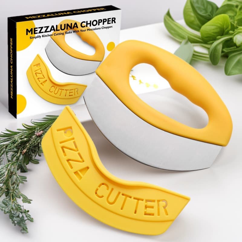 430 Stainless Steel Pizza Cutter Herb Cheese Cutting Tool Baking Kitchen Tool Ring Pizza Cutter