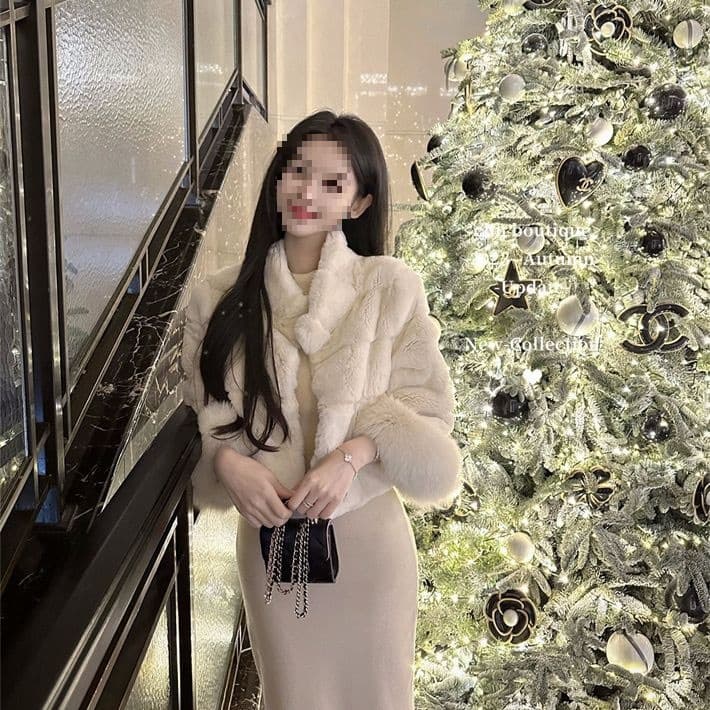 Korean Winter New Style Faux Fox Fur Elegant Lady Mink Fur Short Coat for Petite Women