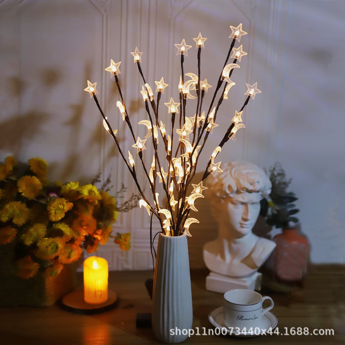 Simulated star atmosphere branch lamp flower arrangement Nordic room bedroom led star moon branch decorative lamp