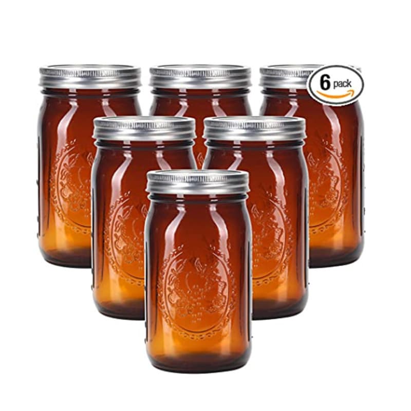 Wholesale new Amazon 32oz wide mouth mason jar brown jam bottle foreign trade storage jar with lid caviar bottle