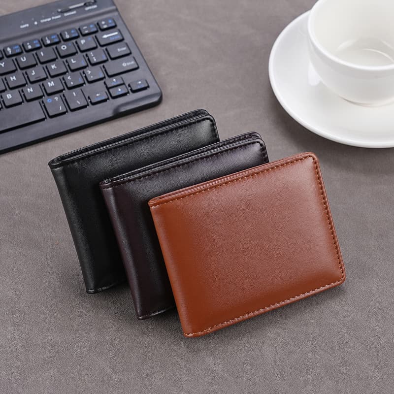 New Men's Short Wallet Simple Open Card Holder Thin Compact Soft Leather Men's Wallet Factory Direct Wholesale