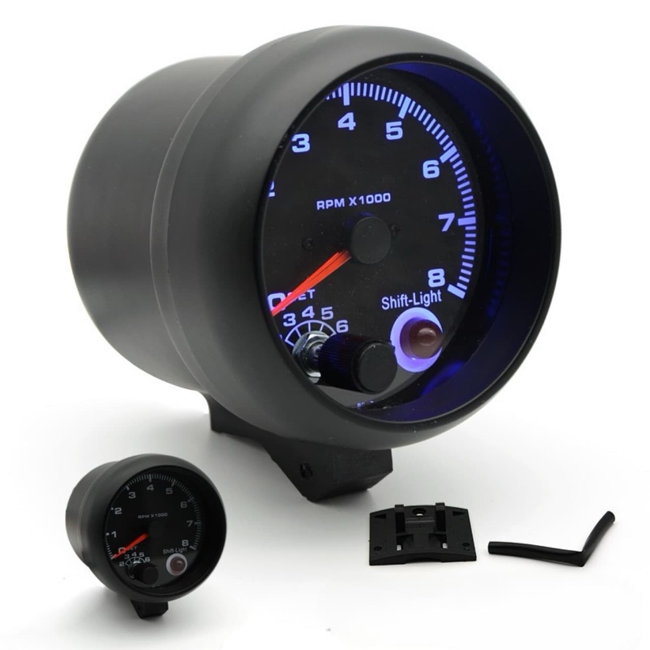 3.75 Inch Black Face Black Shell Blue Light Car Tachometer, Car Gauge Modified Racing Gauge