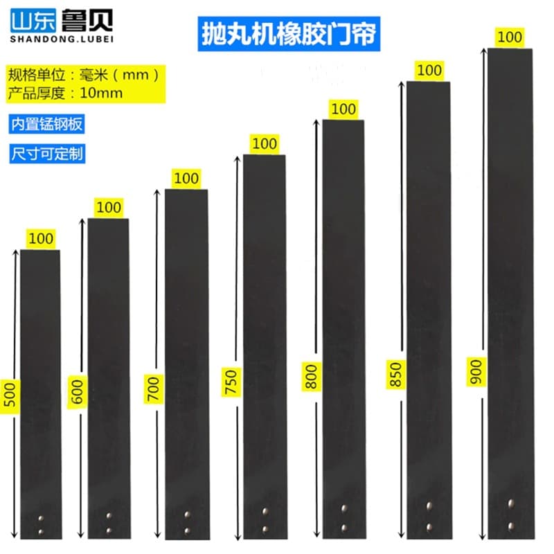 Rubber Curtains for Through-Type Shot Blasting Machines, Wear-Resistant Sand Blast Plates with Manganese Steel Inserts for Blast Machine Doors