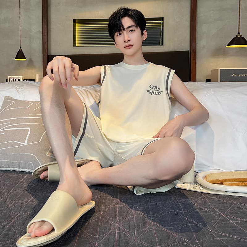 Modal Pajama Men's 2026 Summer New Vest Short Sleeve Thin Homewear Set Factory Stock