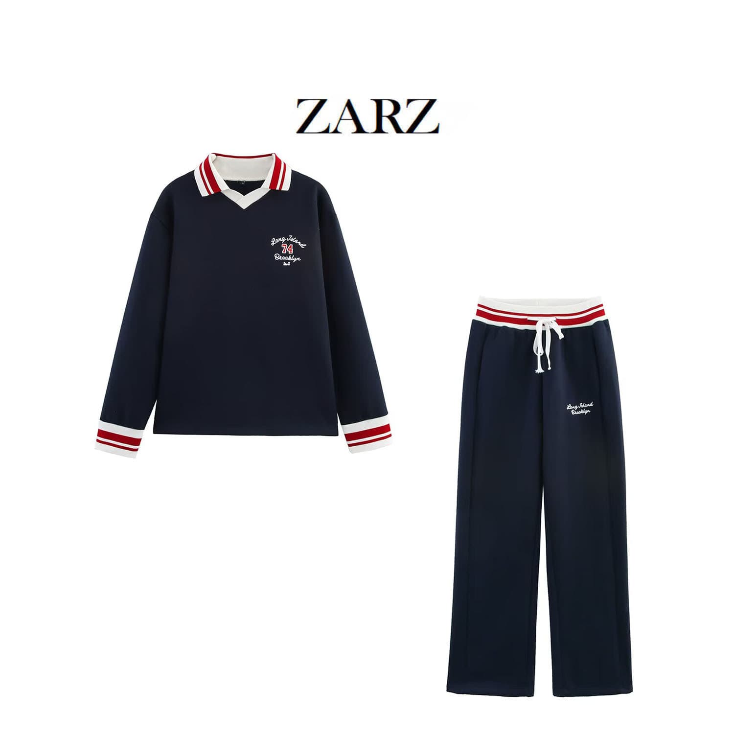 ZARZ Self-Made European-American Style New Women's Embroidered Polo Shirt Sweatshirt 1131338 Text Embroidered Pants