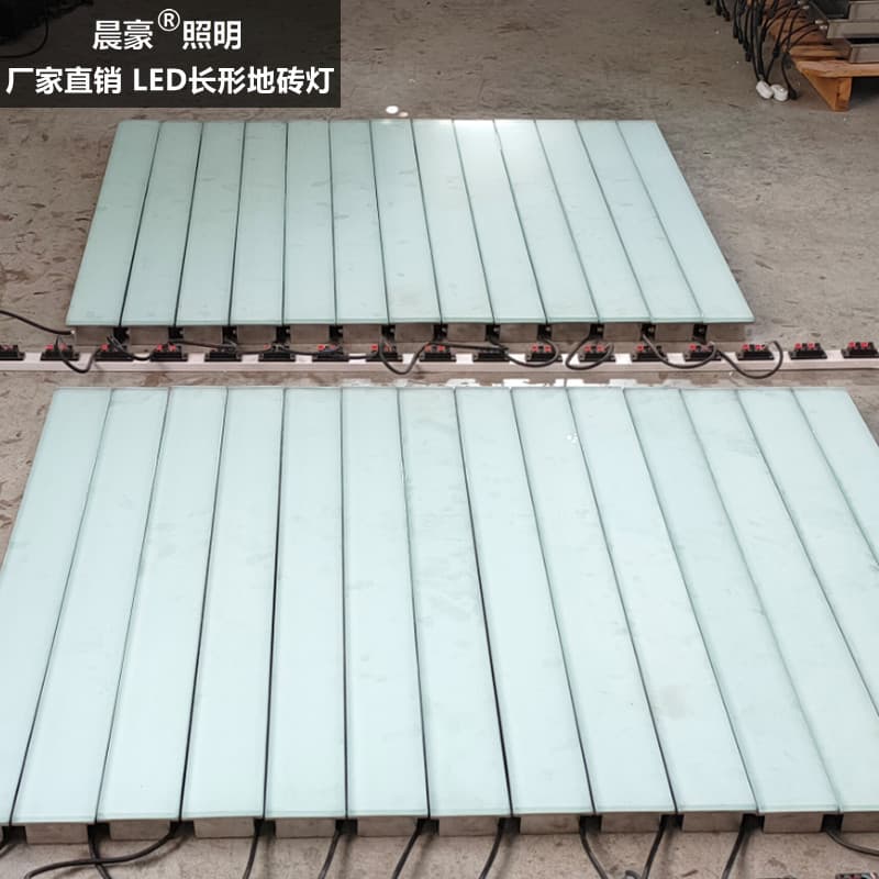 LED Long Strip Floor Tile Lights for Outdoor Parks and Squares, Embedded Linear In-ground Square Sensing Illuminated Tiles
