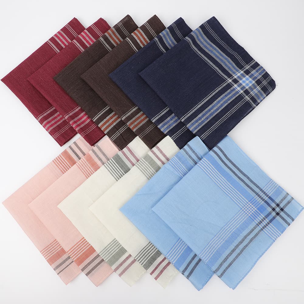 Cross-border Classic Polyester Men's Plaid Handkerchief Old-style Thin Kerchief for Elderly and Ladies' Sweat Wiping