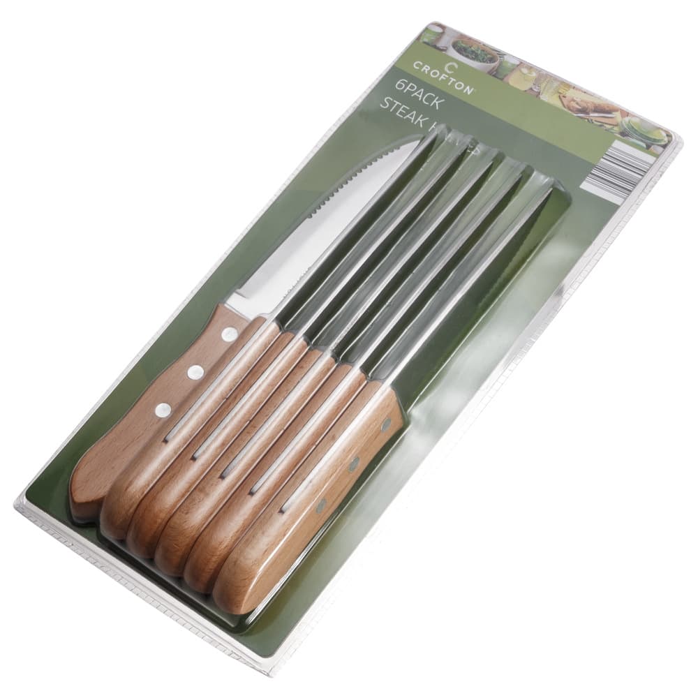 Wooden Half-Tooth Steak Knife Western Table Knife Stainless Steel Steak Knife Home Meat Cutting Knife Western Kitchen Sharp Cutlery