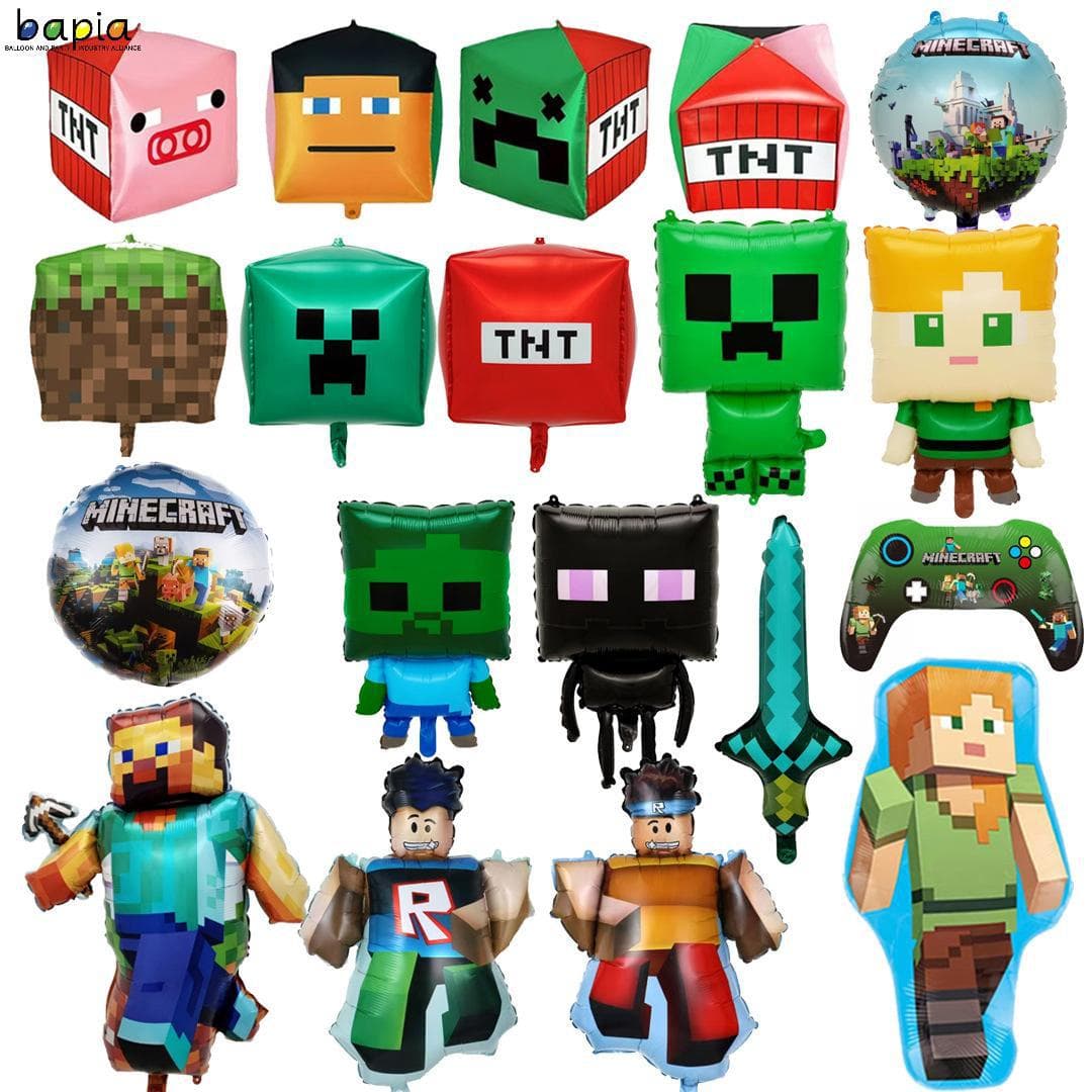 Mini World Balloon, ROBLOX Balloon, Minecraft Kids Square Face Game Aluminum Foil Balloon