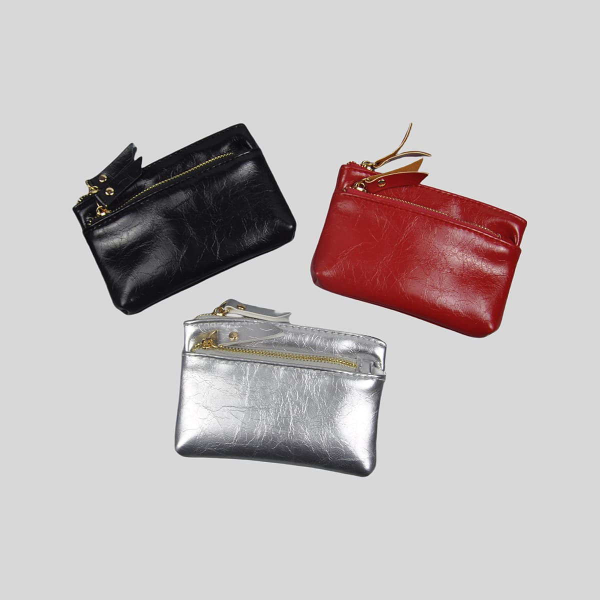 Zipper small wallet women's fashionable simulated leather mini bag burst pattern key bag card holder coin genuine leather coin purse