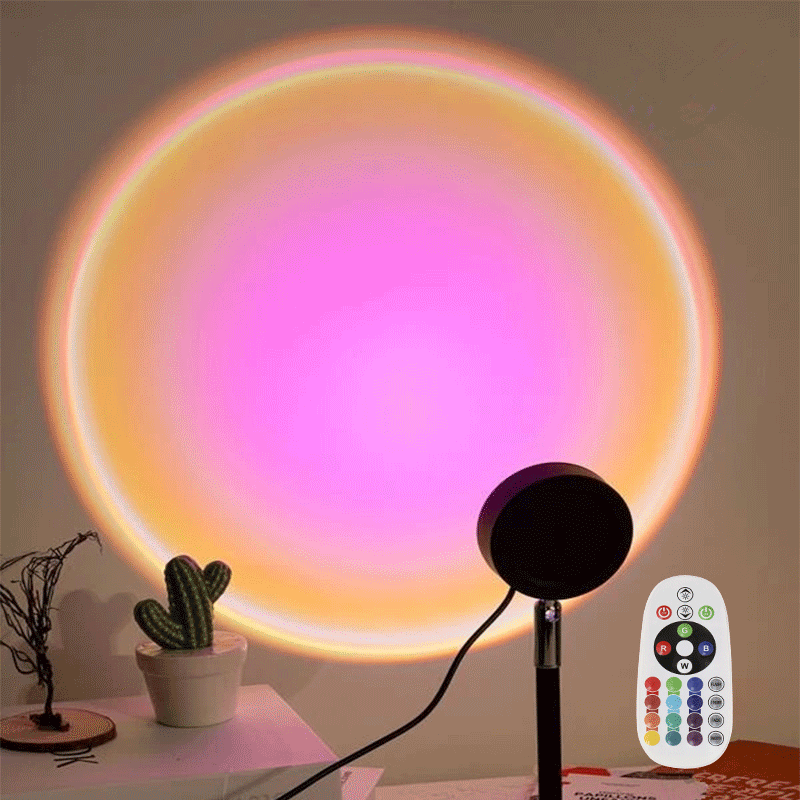 2023 Mini RGB Sunset Projection Lamp, Night Light with Sunset and Rainbow LED Effects for Bedroom Ambiance Decoration