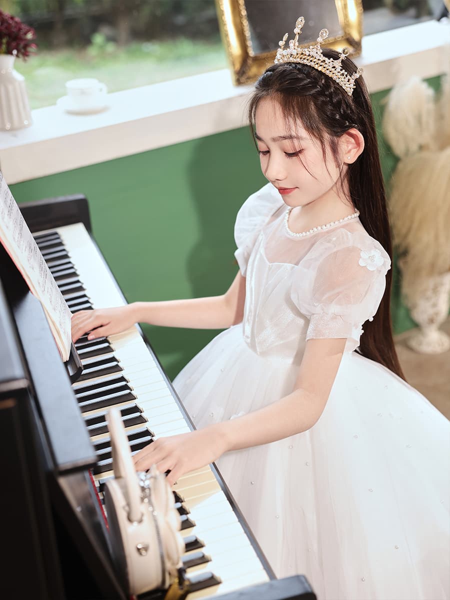 Girls Summer Dress Flower Girl Wedding Little Girl Fashionable Children's Gown Children's Day Princess Dress Piano Performance Costume