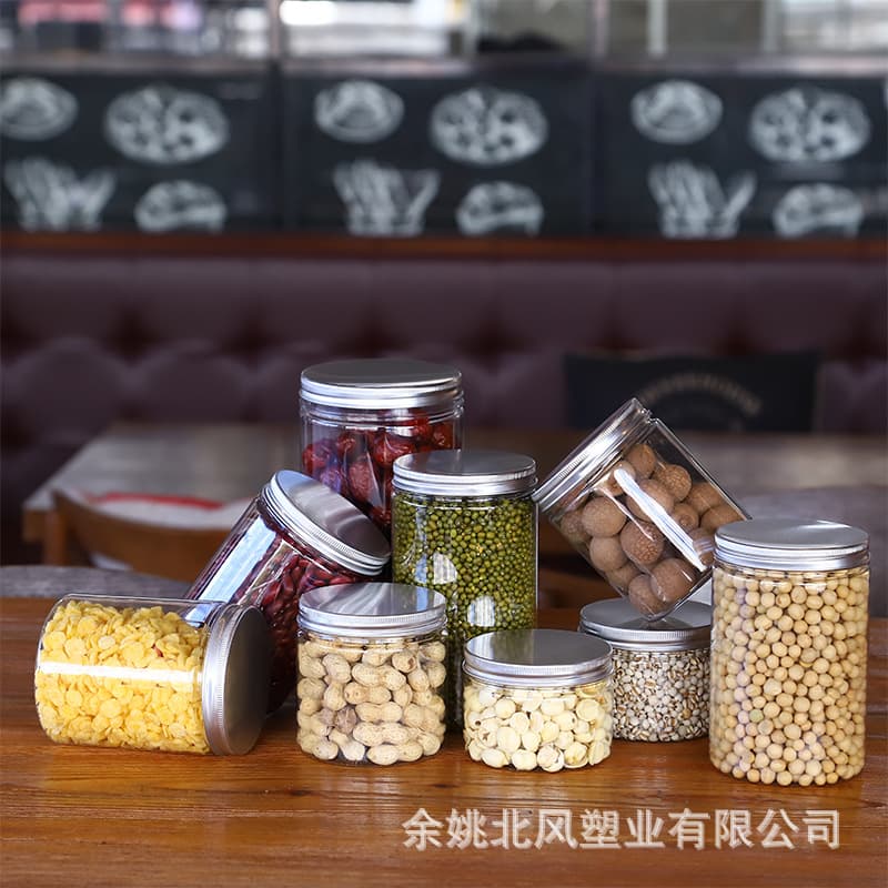 PET plastic jar, sealed plastic bottle, food-grade snack jar, dried fruit packaging, wide-mouth plastic bottle, snack repackaging