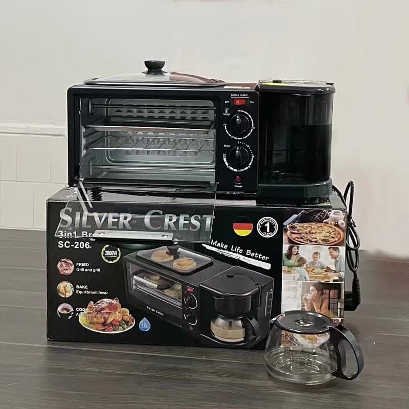 Multifunctional 3-in-1 Breakfast Machine Coffee Sandwich Bread Maker with Mini Oven for Home