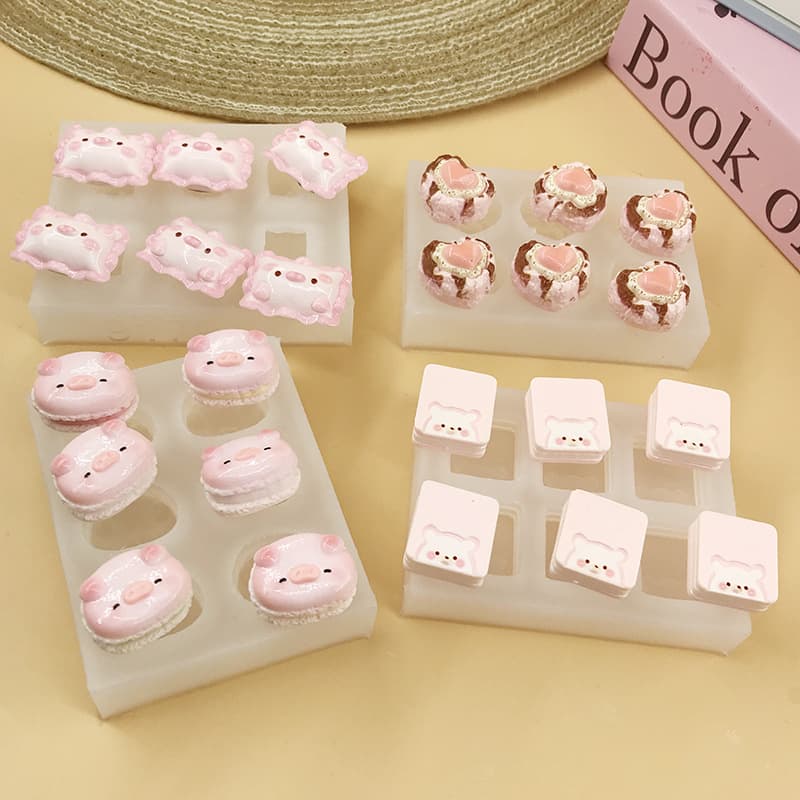 Food Grade Chocolate Silicone Mold Pig Macaron Cartoon Baking Tool Mini Squishy Mold Wholesale