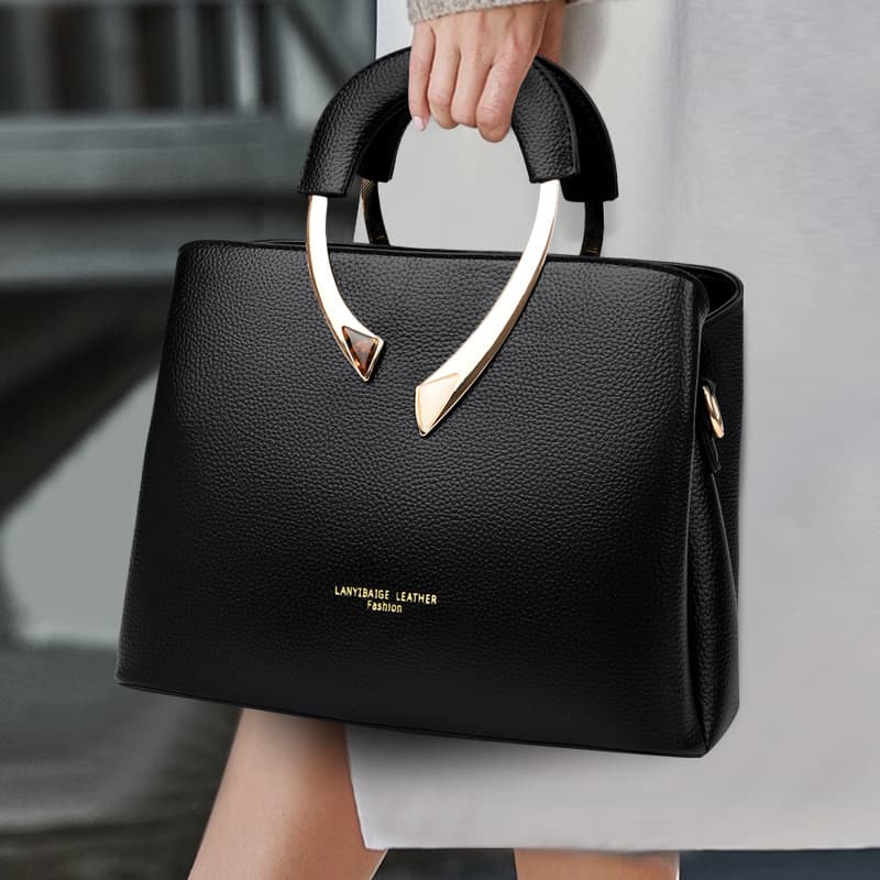 Handbag middle-aged mother bag 2025 new European and American fashion ladies crossbody bag shoulder bag litchi pattern large bag