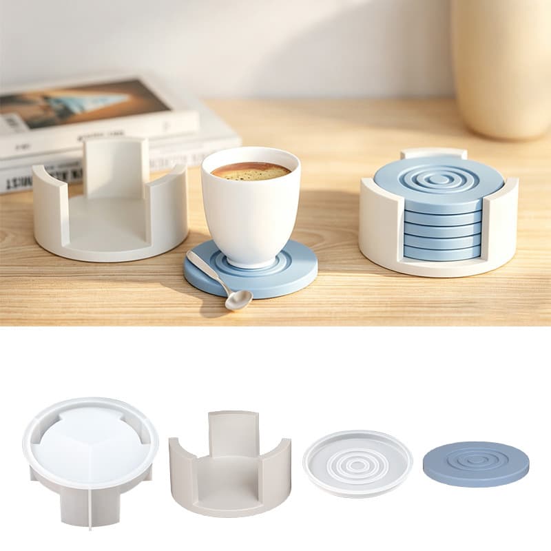 Cross-border diy glue grinding tool simple threaded coaster round hollow storage base combination plaster silicone mold