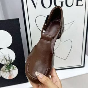 2025 New Style Chic Closed-Toe Sandals Retro Hong Kong Style Women's Fashion Sandals Vintage Round Toe Trendy Casual Slip-On Shoes