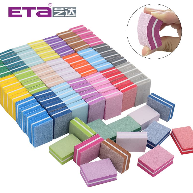 Full set of wholesale manicure sponge file, double-sided nail polishing small sponge tofu block square polished frosted nail file short style