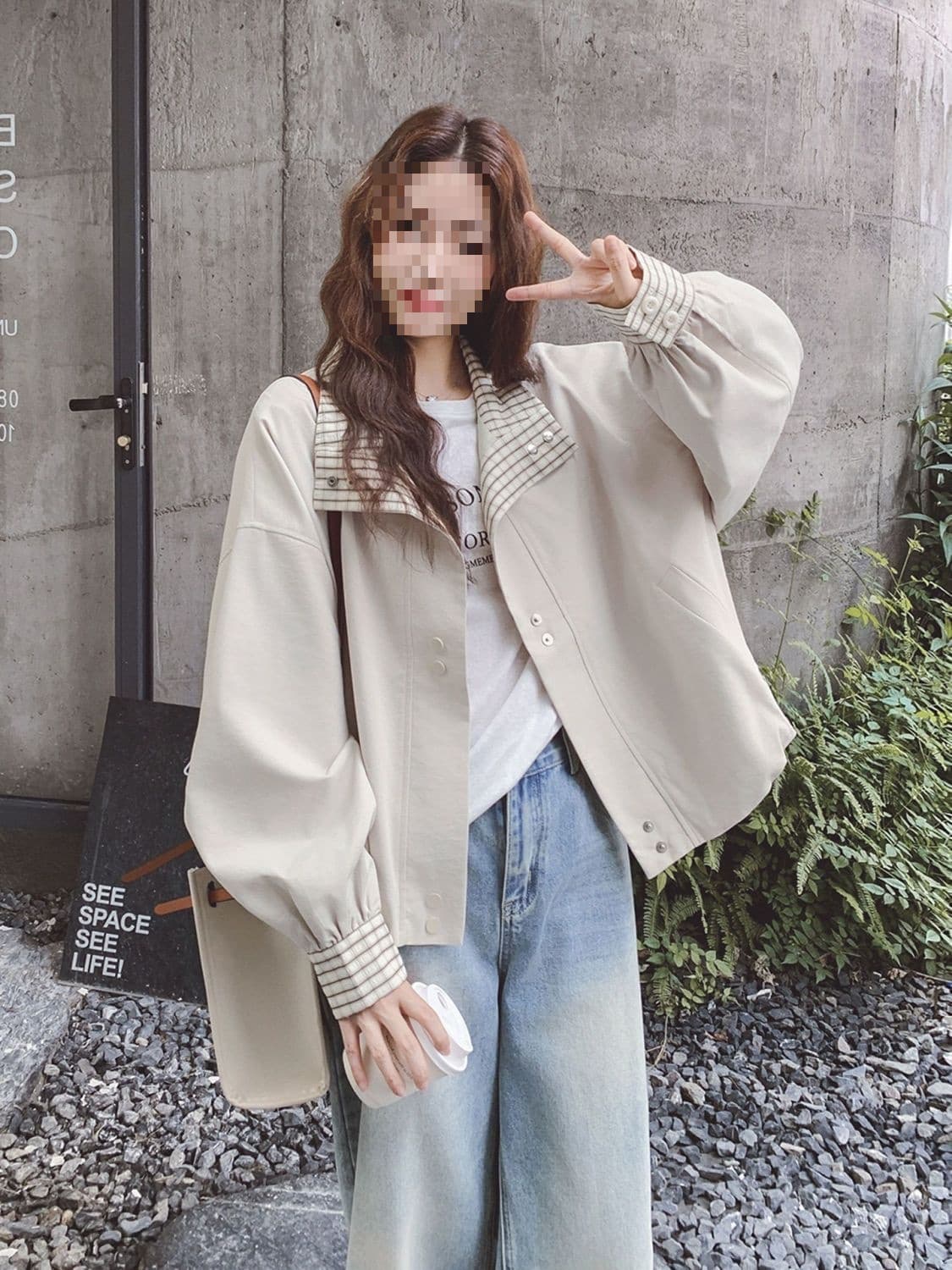 Beige Short Jacket Women Autumn New Casual Style Petite Korean Casual Jacket Top