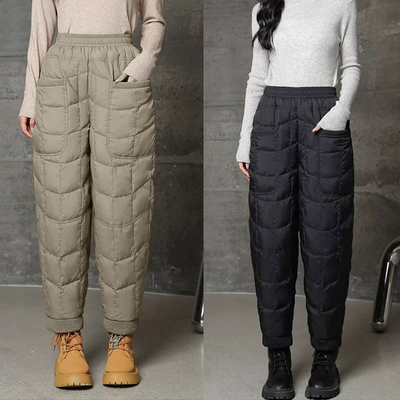 2025 New Style Lightweight Cotton Loose Plus Size Curvy MM Casual Thickened Warm Air Petite Harem Pants, Warm Women's Pants