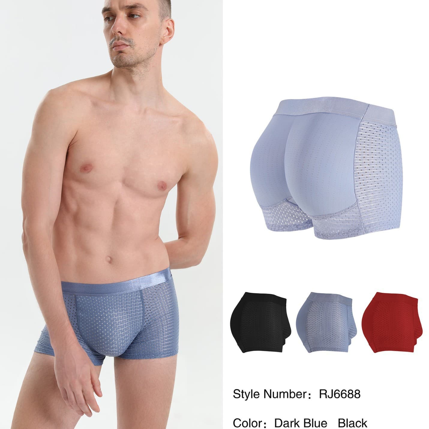 Cross-border Men's Padded Butt Lifter Briefs with Thick Latex Padding for Lifted and Peach-shaped Buttocks