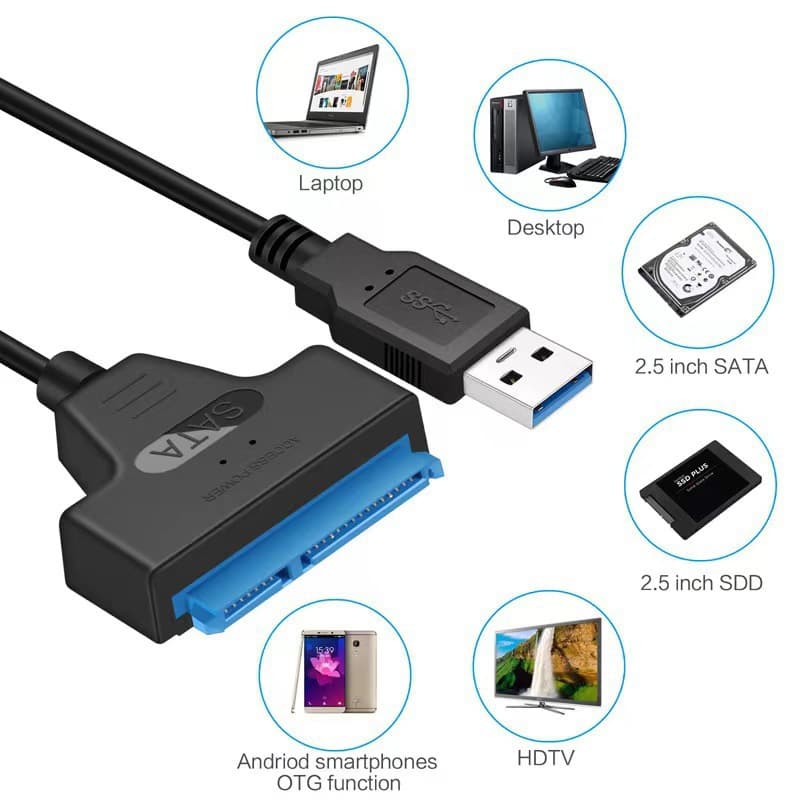 USB 3.0 to SATA Cable Hard Drive Adapter for 2.5-inch Laptop External HDD Data Cable