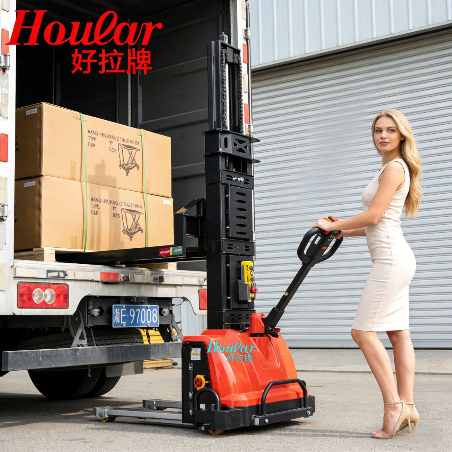 SES Electric Self-Dumping Pallet Stacker Truck Forklift ELECTRIC SELF-LIFTING STACKER