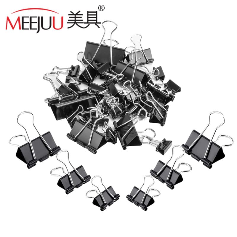 In Stock, Full Range of Specifications, Black and Colored Binder Clips, Metal Stationery for Office Use