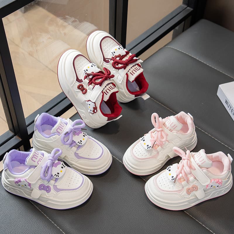 Children's Girls' Sneakers 2025 Spring/Autumn Style Fashion Soft-Soled Anti-Slip Velcro Little Girl Casual White Shoes