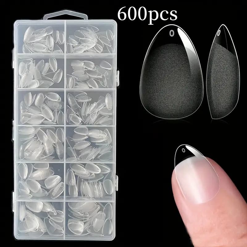 New Wearable Nail Tips Short Coffin Semi-Matte Ultra-Short Full-Cover Invisible Fake Nails No Carving Needed Full-Cover