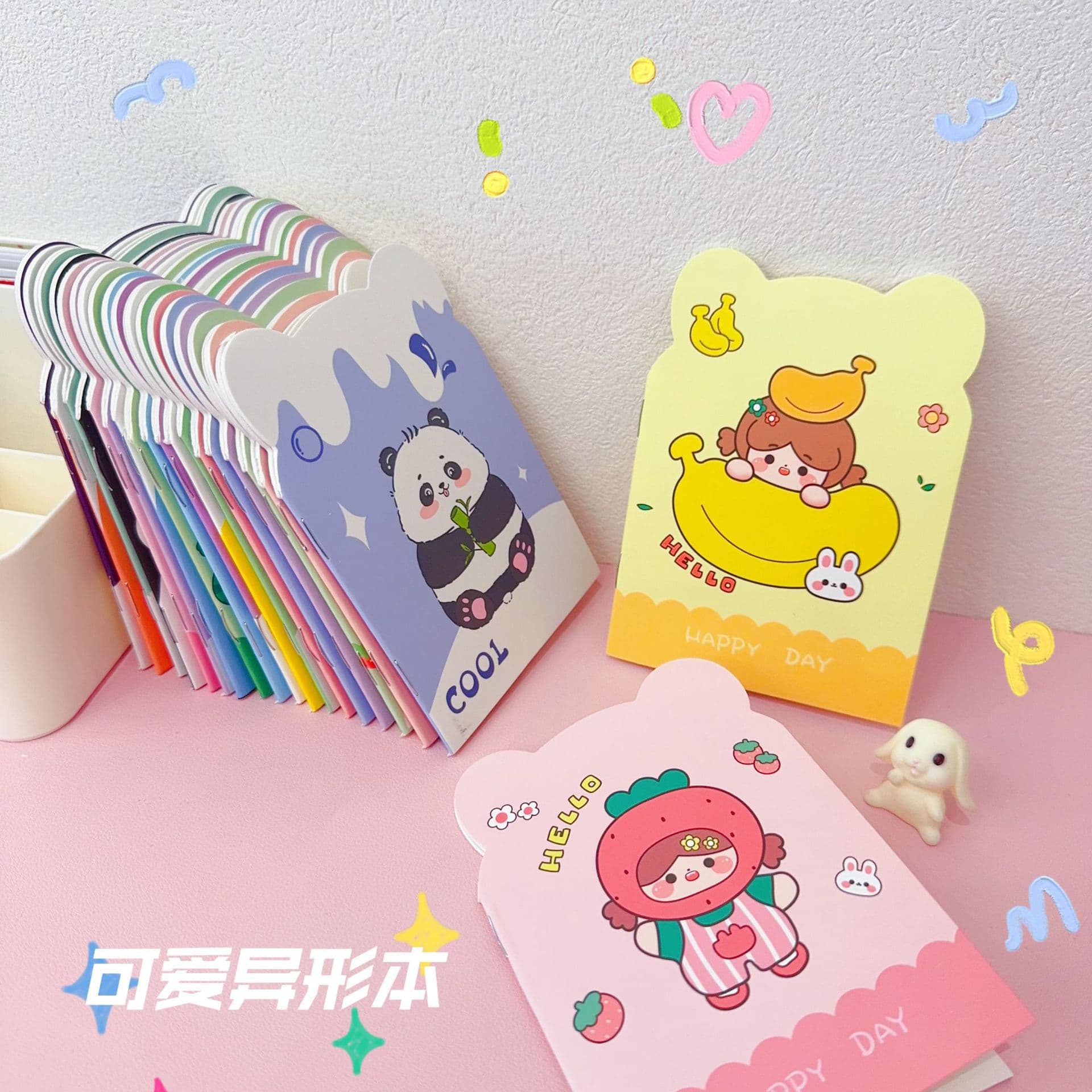 Student Notebook Cute Girl Heart Cartoon Small Notebook Portable Mini Notepad Lined Pocket Book