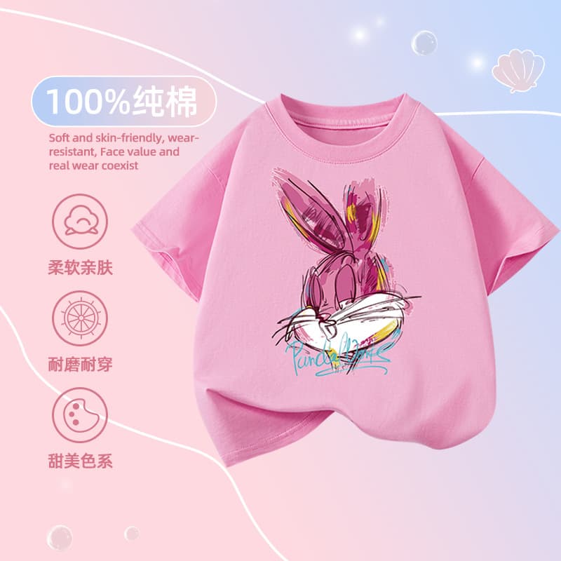 Girls Short Sleeve T-Shirt Summer 2026 New Style Children Thin Cotton Casual Top
